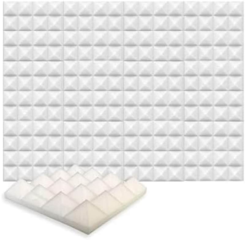 24 Pieces of 25 X 25 X 5 cm Pyramid Pearl White Acoustic Home Studio Soundproof Treatment Accessories Foam Wall Panel image 1
