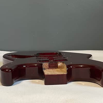 Made in USA KNE Charvel Pro Mod So Cal Style Red Stain Mahogany Guitar Body Floyd Ready Truss Wheel Cutout image 24