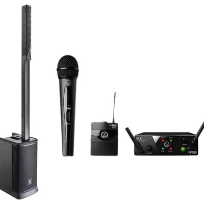 JBL EON ONE Mk2 Powered Array Speaker/Sub + AKG WMS40 Mini Vocal/Inst Dual Set image 1