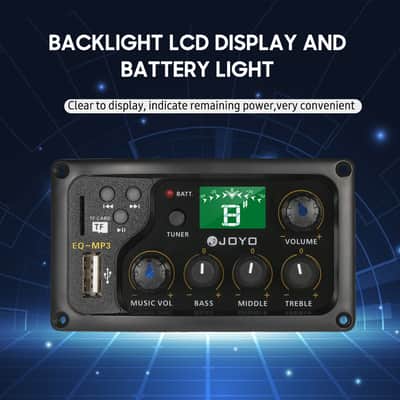 JOYO EQ-MP3 3-Band EQ Equalizer System Acoustic Guitar Preamp EQ Equalizer Piezo Pickup LCD Tuner Amplifier image 3