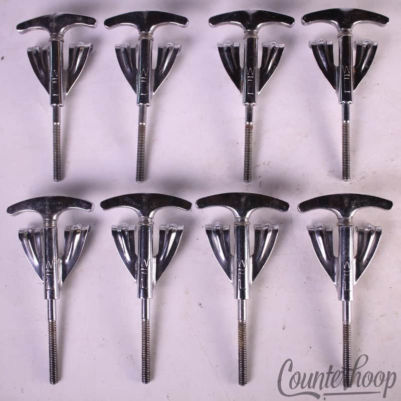 Ludwig 8x WFL Bass Drum Tension T-Rods+Claws 3 7/8"Chrome Vintage 50s Chicago,IL image 1