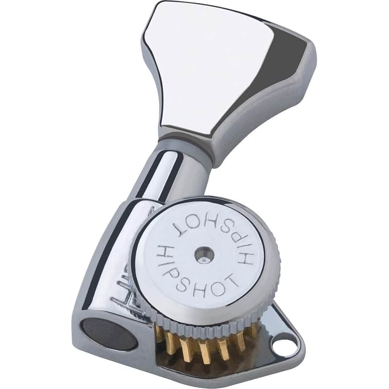 Hipshot 6Glo Grip-Lock Locking Guitar Tuning Machines 3+3 - Universal Mounting Plate Ump Included - Chrome image 1