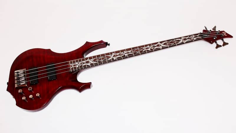 ESP LTD F-404FM Trans Red Neck Thru Body Electric Bass Guitar image 1