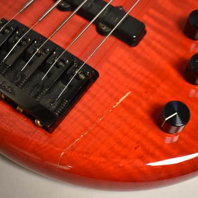 1990 Pedulla MVP-5 Bass Fretless Conversion 5-String Red w/HSC image 22