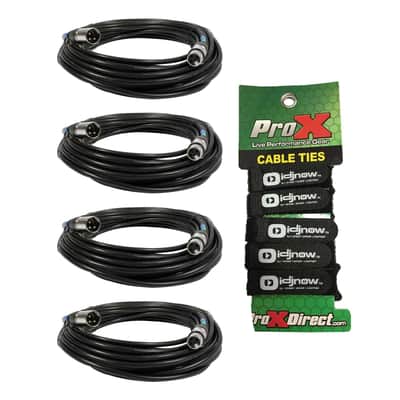 4 Pack 10ft DMX Cables 3 Pin XLR Female to Male DMX 512 Stage Light Data Wire image 1