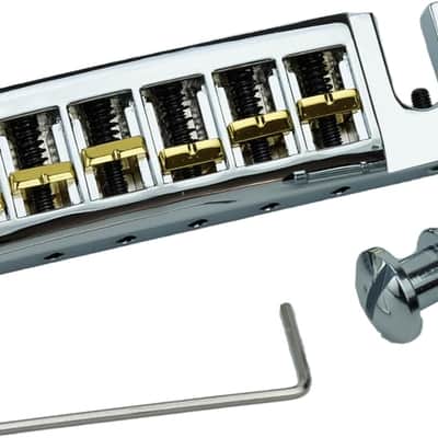 Guitar Bridge String Spacing 10.5mm, Zinc Alloy Dual-Tone Adjustable Wraparound Tune O Matic Bridge Tailpiece with Studs for 6 String Electric Guitar image 2