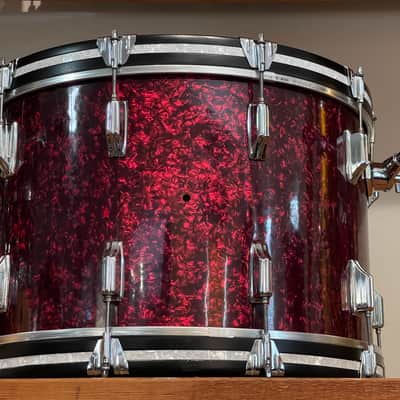 1970's Rogers XP8 Red Diamond Pearl 12/13/16/22 Big R Drum Kit image 12