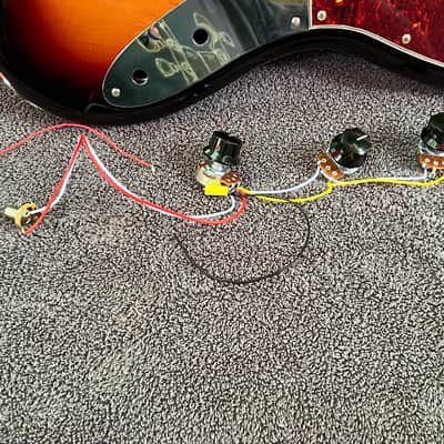 Fender Jazz Bass Body with Noiseless Pickups, Pots, Knobs and Hardware - Sunburst - 2020s image 6