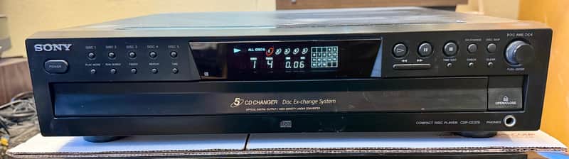 Sony CDP-CE375 5 Disc Carousel CD Changer w/ Optical; Tested SEE VIDEO