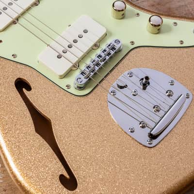 Fender USA Strat neck on a Custom Jazzmaster Thinline offset body Champagne Sparkle Fender USA pickups 4-way wiring Gotoh bridge - unique! image 23