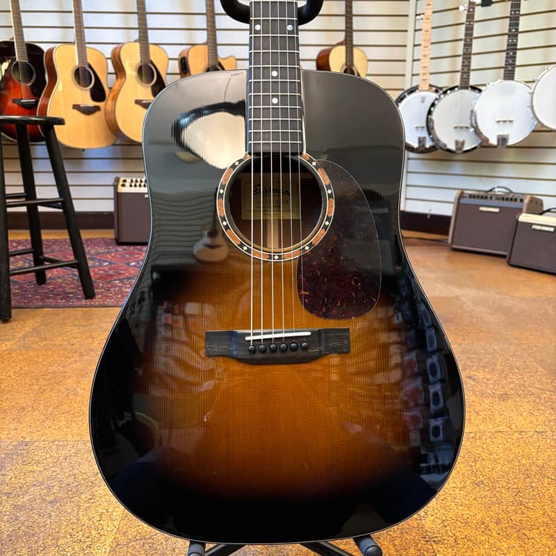 Eastman E2D-DLX-SB All-Solid Cedar/Sapele Dreadnought Acoustic-Electric Guitar Sunburst w/Padded Gig Bag image 1