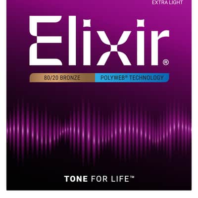 Elixer 80/20 Bronze Polyweb Extra-Light Acoustic Strings 10/47