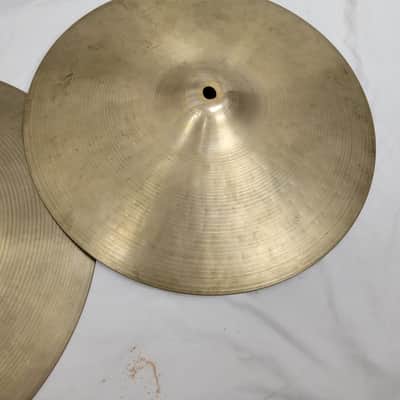 Zildjian 14" A. Zildjian Thin Stamp Top W/ Newbeat Bottom Hi Hat Cymbals (C012-10-11) image 3