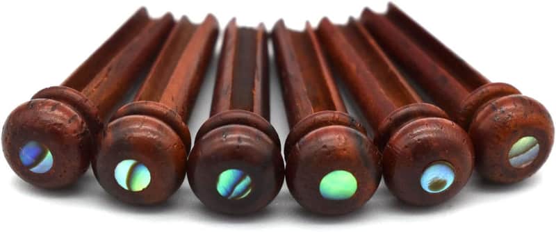 Guitar Bridge Pins, Vintage Style, Slotted, Green Abalone Dot Inlaid. image 1