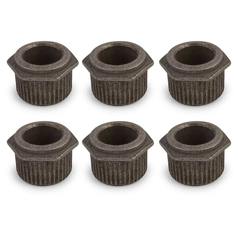 StewMac 3/8" Conversion Tuner Bushing, Hex, Relic nickel, set of 6 image 1