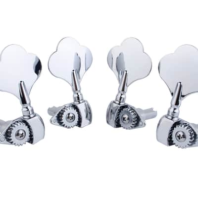 Guyker Open Frame Electric Bass Machine Head (2R + 2L) - 1:20 Ratio Gear Tuners Tuning Key Pegs - chrome image 3