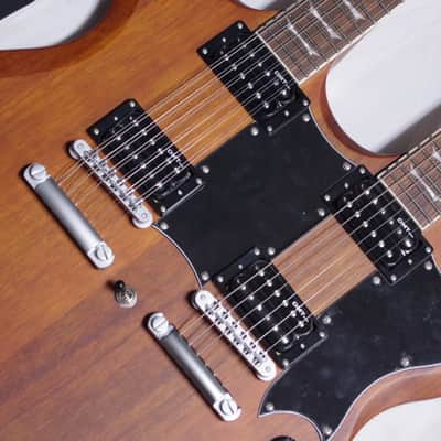 DEAN Gran Sport Double Neck electric GUITAR new w/ CASE - Worn Brown image 5