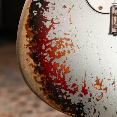 Fender Custom Shop 1965 Stratocaster Super Heavy Relic Electric Guitar - Super Faded Aged Firemist Silver over 3-Color Sunburst with Hardshell Case image 9