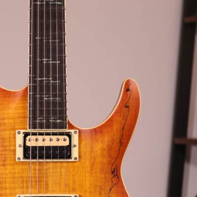 Schecter C-1 Exotic Spalted Maple - Ebony Fingerboard, Satin Natural Vintage Burst image 4