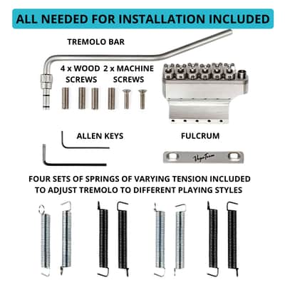 Vega-Trem VT1 Ultra-Trem 2-Points Stratocaster Guitar Tremolo Bridge For Strat No Mods Easy Installation (Satin, Right) image 3