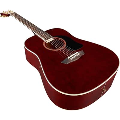 Washburn WD100DLTWRK Mahogany Dreadnought Acoustic Guitar - Trans Wine Red image 3