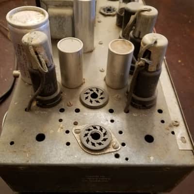 Webster Electric Rare Early Mono Tube PA Amp Mixer 1/4" phone inputs 25 Watt head 6L6 82-25 1950s - Hammered Grey metallic paint image 11