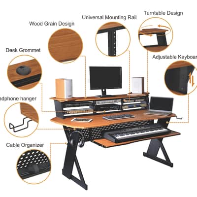 Musiea EX100 Series Music Recording Studio Desk Workstation with 3 x 4U Rack image 2