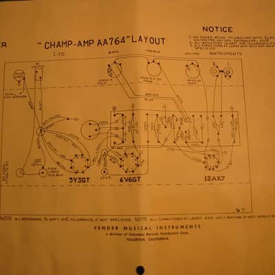 1969 Fender  Champ  AA764  Schematic  All Black-Silver face image 4