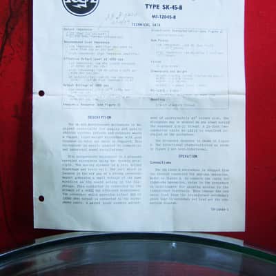 Vintage RARE 1950's RCA SK-45B / KN1B pressure / dynamic microphone Dual Z w cable data sheet & case 77DX 44BX 74B # 2 image 4