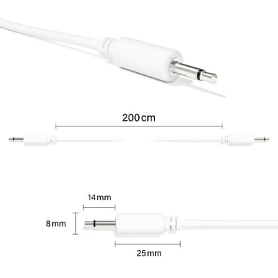 ExcelValley [White | 200 cm - 78.74"] 5-Pack - Mono Modular Patch Cables Eurorack Synthesizer image 2