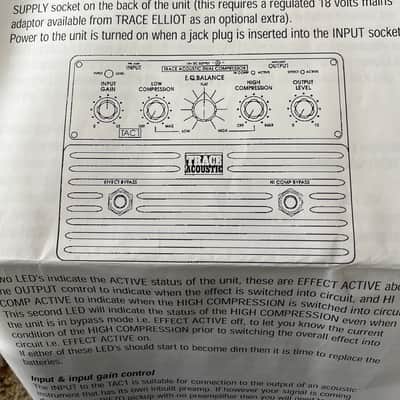 Trace Acoustic TAC 1 Acoustic Guitar Compressor 1995 - Black image 5