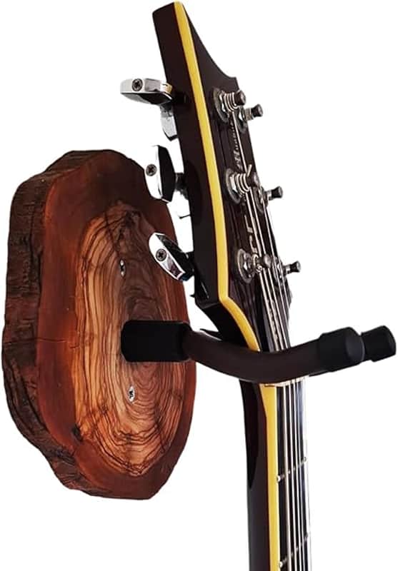 Natural Olive Tree Guitar Wall Mount, Universal Guitar Hanger (X-Large) image 1