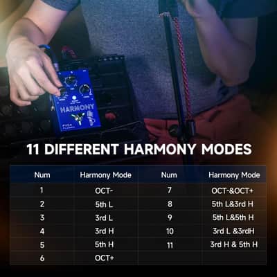 FLAMMA FV04 Vocal Harmony Pedal Vocal Effects Processor Stompbox Voice Mic Harmonizer with Reverb 12 Pitches with 11 Different Harmony Modes All-In-One for Singer and Guirist Singing Recording image 3