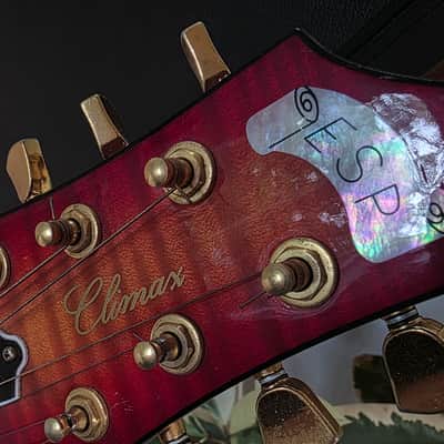 ESP CUSTOM SHOP Climax 1 of 100 ever made! Limited Edition RARE Model Ash Body! Cherry Sunburst 90s 1990's Piezo Electric AAA Flame Top Singlecut Guitar image 4