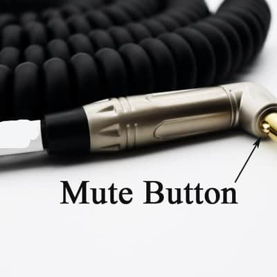 Coiled Guitar Cable with Mute Button Electric Instrument Coil Cable Curly Instrument Cable Stretchable 1/4 Right Angle to Straight Ends Plug 16Ft Black 5m image 2