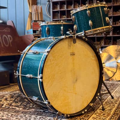 VINTAGE 1950's Slingerland JR Outfit in Blue Sparkle - 12x22, 8x12, 5.5x14 image 2