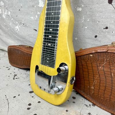 1953 Fender Champion Lap Steel Guitar 1950's -Yellow Pearloid w/ Original Case image 7