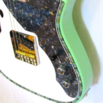 Custom Designed & Crafted - Surf Green Tele Thinline style/African Turquoise Stones - RSG Serial #058 2024 image 9
