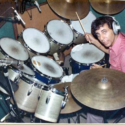 Ludwig, Blaemere Fiberglass, Custom 1969 Blue Sparkle, Beige image 3