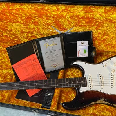 NEW! Fender Custom Shop Custom Deluxe Stratocaster Heavy Relic - Ash Body - 3-Tone Sunburst Sparkle - Matching Peg Head - Authorized Dealer - 7.9 lbs - G05871 image 17