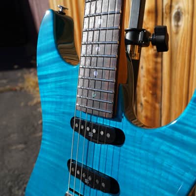 Ibanez Signature MMN1 Martin Miller - Transparent Aqua Blue 6-String w/ Case 2023 image 7