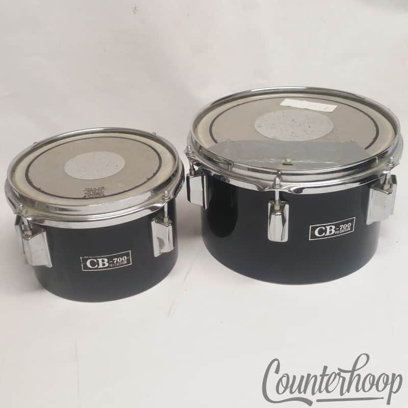 *Pearl Concert Toms Drums 8"x5.5+10"x6.5 CB-700 Percussion Set Vintage 80s Black image 1