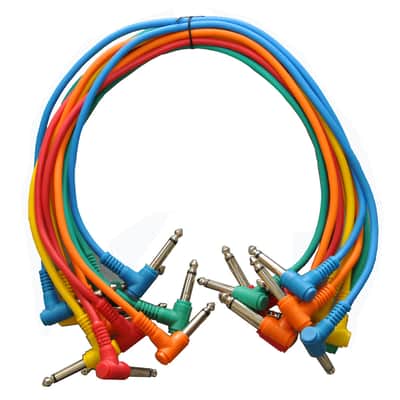 Seismic Audio SARAPC1.5n Right-Angle 1/4" TS Patch Cables - 18" (10-Pack)