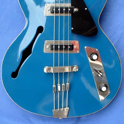 Jolana KolorBass Vintage E-Bass 1968 Thinline Hollow Bass-Guitar Blue 4 String Selten Kolor Bass image 4