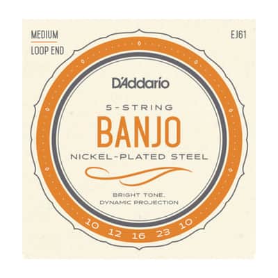 D'Addario EJ61 5-String Medium Steel Banjo Strings 10-23 image 1