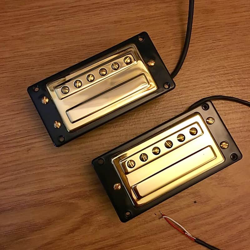 PAIR -Guild Hb-1 humbucker pickups Gold original vintage NOS manhattan x-500 image 1