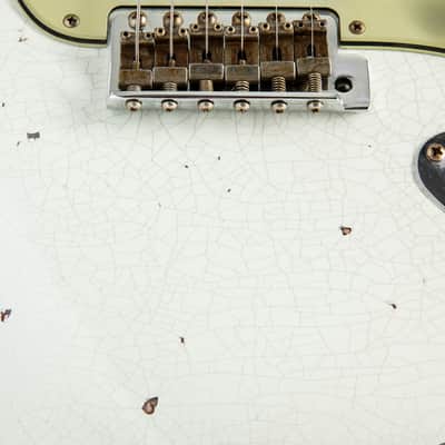 Fender Custom Shop 1960 Stratocaster Heavy Relic Olympic White Over Red Sparkle image 6