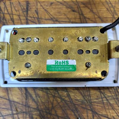 Used Unknown Cream Cover Electric Guitar Humbucker Pickup with Surround 9.0K Installation Screws Luthier Project Parts image 3