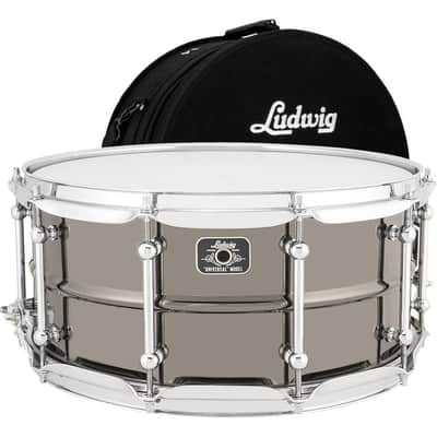 Ludwig Universal Brass Snare Drum, Black Chrome, with Bag, 6.5x14" image 1