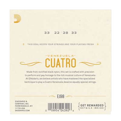 D'Addario EJ98 Black Nylon Cuatro-Venezuela Strings image 2